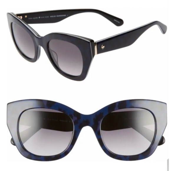 KATE SPADE NEW YORK Tortoise Shell Cat Eye Sunglasses Jalena Blue Black - Picture 8 of 8